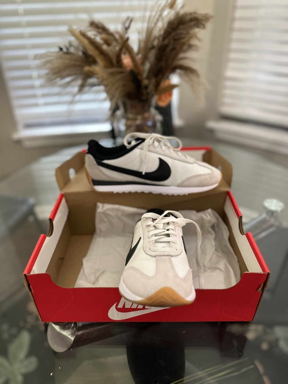 Nike White and Black Low-Top Retro Sneakers